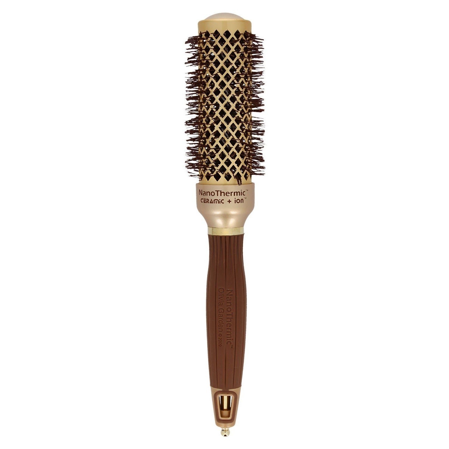 Olivia Garden apvalus šepetys EXPERT BLOW-DRY SHINE banguoti šereliai, 35 vnt.