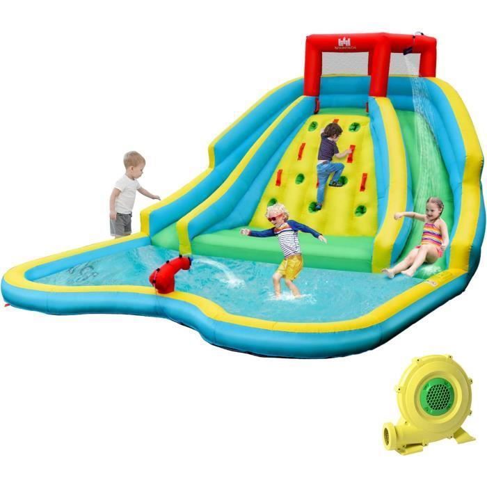 Château Gonflable - DREAMADE - Toboggan Gonflable avec Mur d'Escalade et Canon à eau - Pour Enfants de 3 à 8 ans