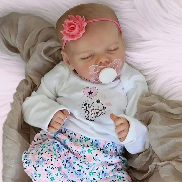 Reborn Baby Dukke - 48cm - Vinyl - Bevægelige Lemmer - Realistisk Berøring - Pige