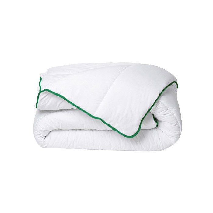 Edredón de microfibra de peso medio DREAMEA con tratamiento antiácaros natural - 140 x 200 cm - 300 g/m² - Ribete verde - AZYLIA II