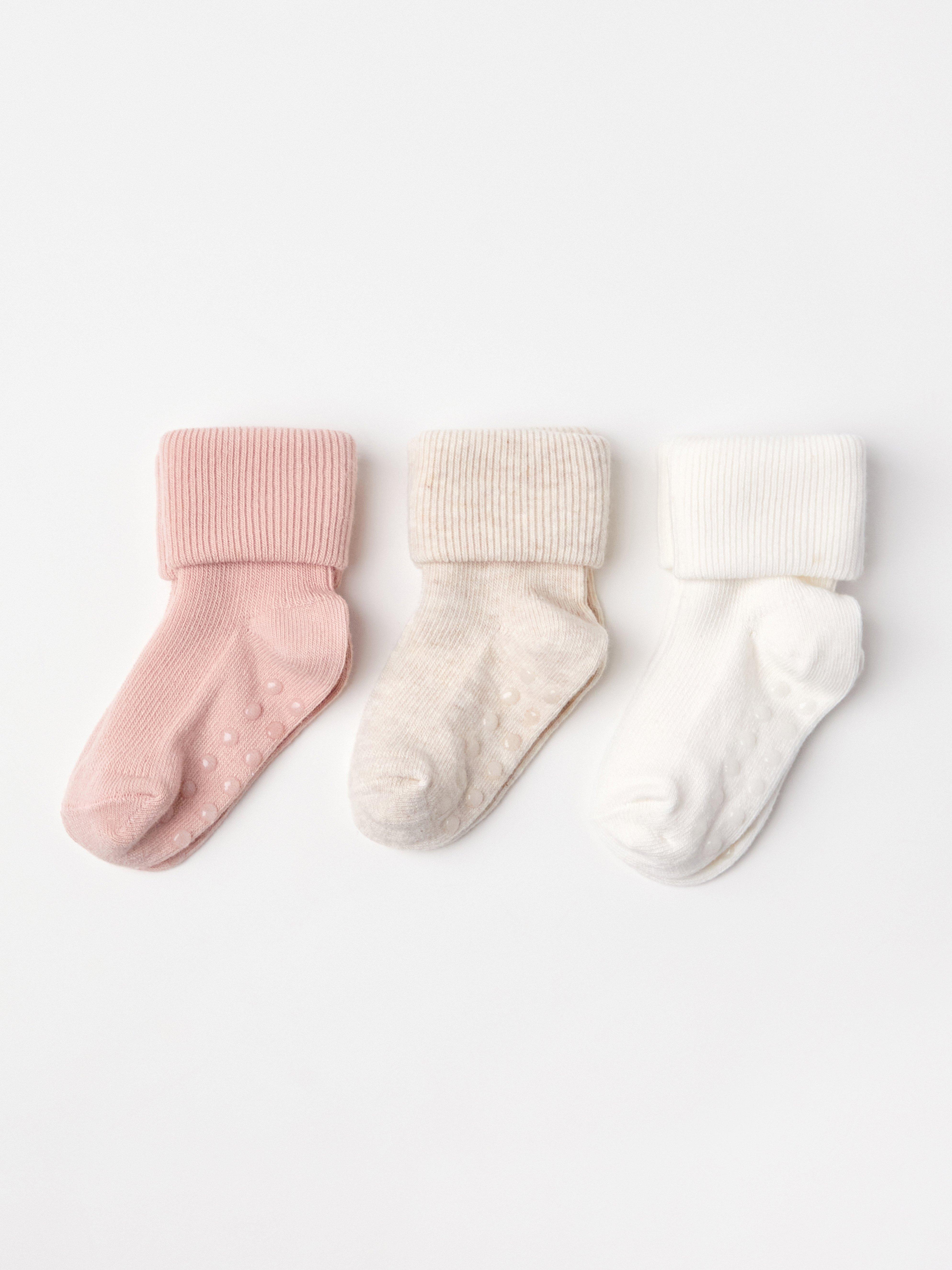 Lot de 3 paires de chaussettes côtelées beige chiné