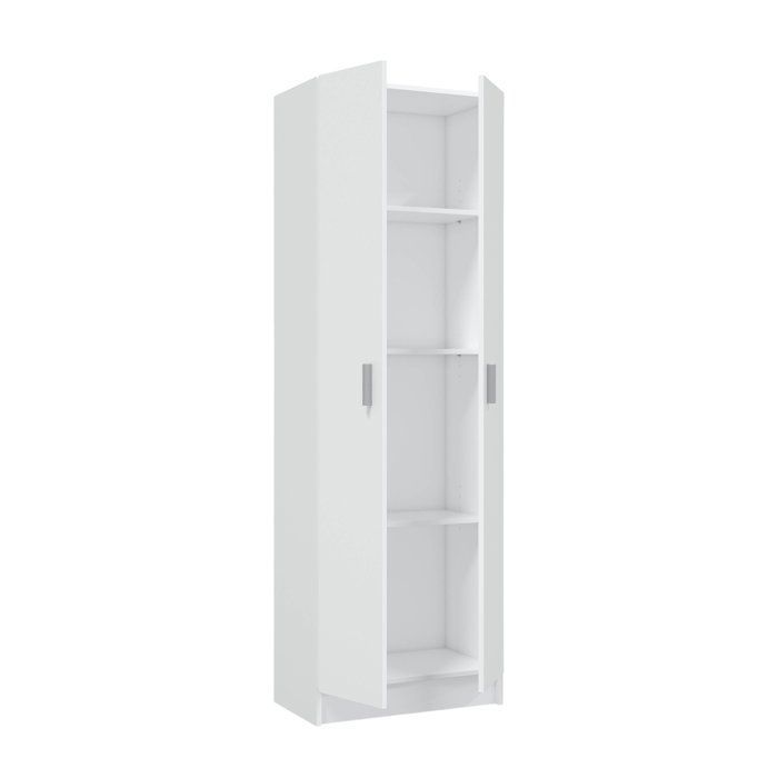 Dmora - Salem Armario multiusos de 2 puertas, 59x37x180 cm, blanco, panel efecto madera
