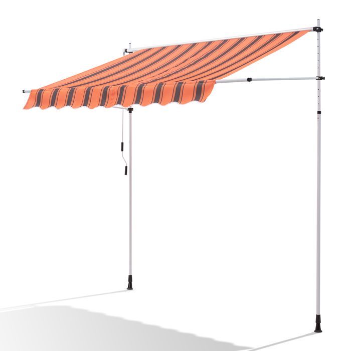 Canopée Store Banne Manuel 200 x 150 cm - Auvent de Terrasse sans Perçage - Réglable avec Manivelle - Rouge et noir