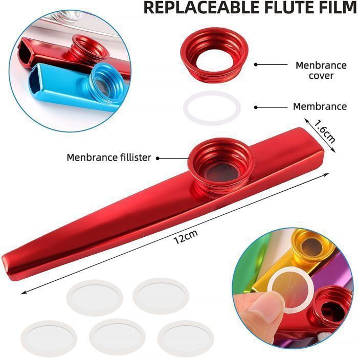 14 kazoo's, gemaakt van aluminiumlegering, verkrijgbaar in 7 kleuren, geschikt voor muziekinstrumenten, kinderen en muziekliefhebbers.