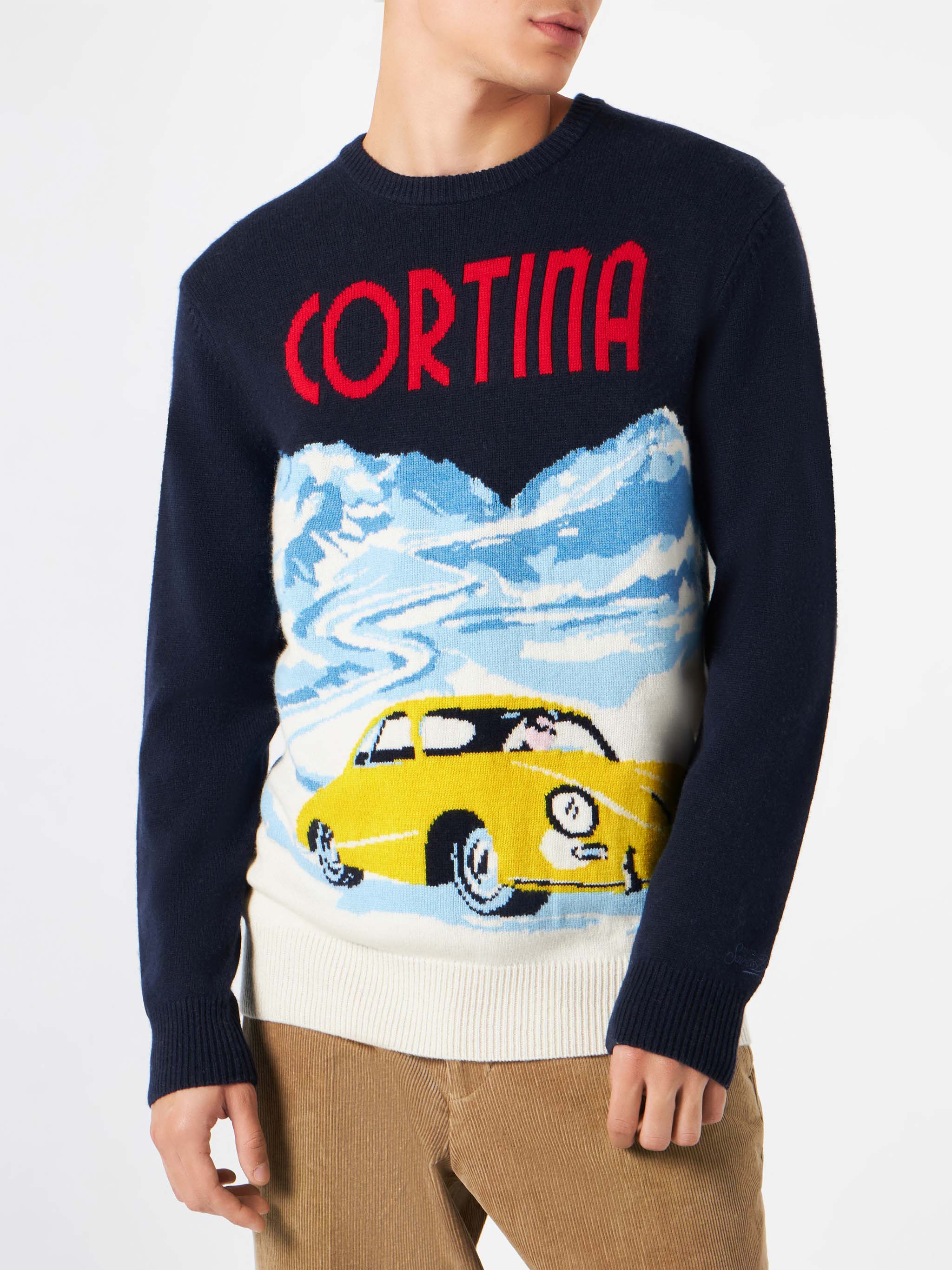 Cortina Vintage Ansichtkaart Print Heren Trui