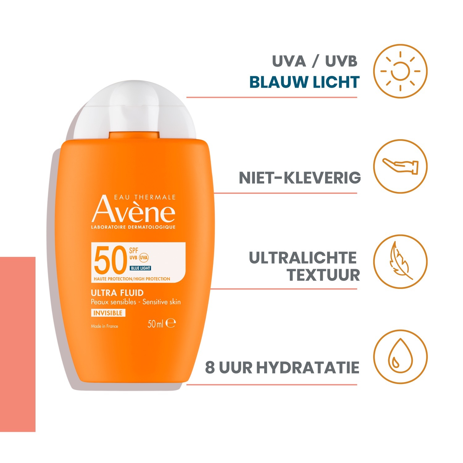 Avène saules aizsargkrēms Ultra Fluid Invisible SPF50 - 50 ml