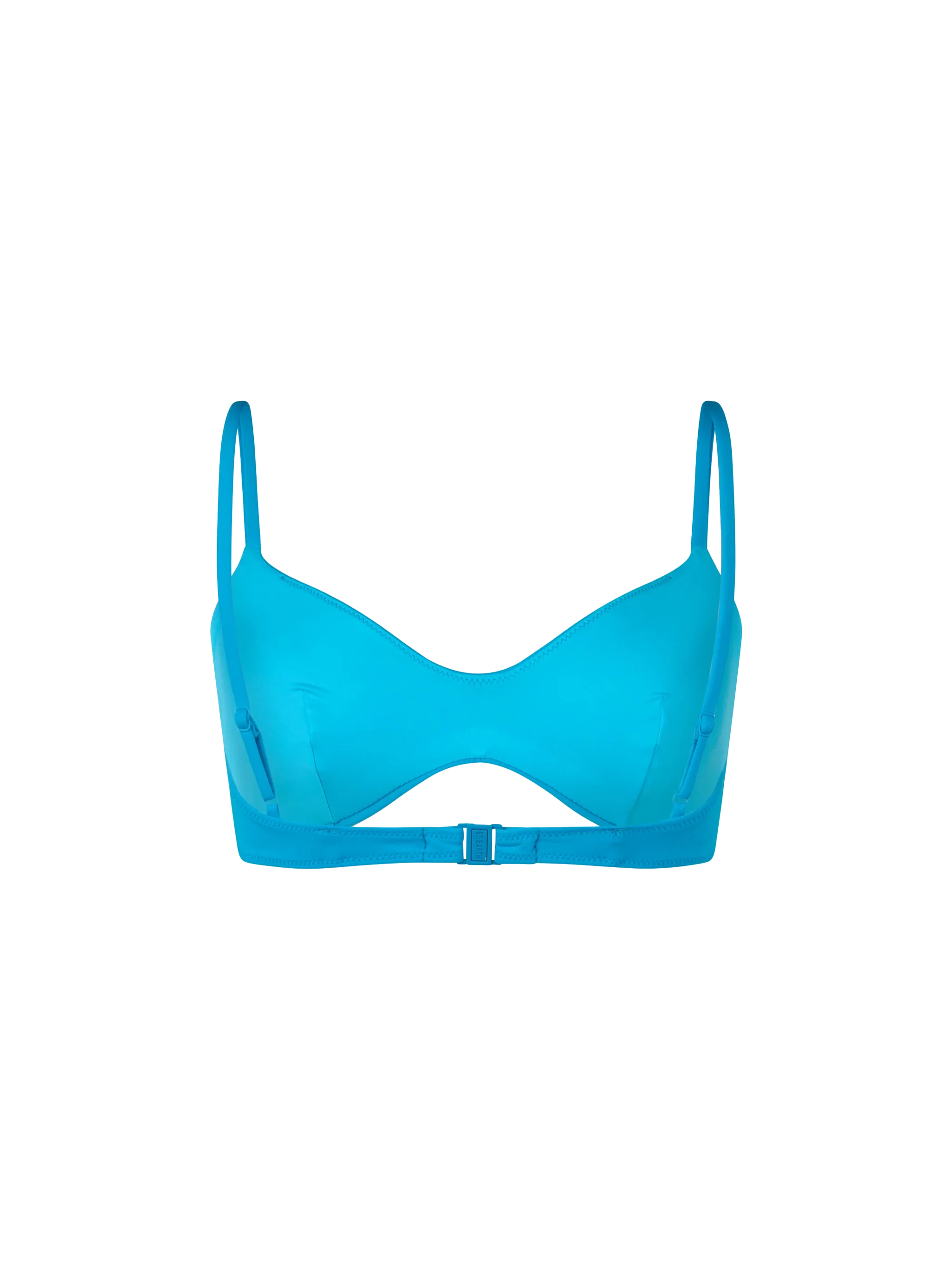Top de playa turquesa con cuello redondo para mujer, mayo