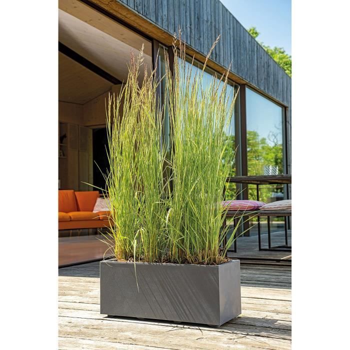DEROMA Jardinière Muret Millennium R - 59x25 x H25 cm - Anthracite - A réserve d'eau