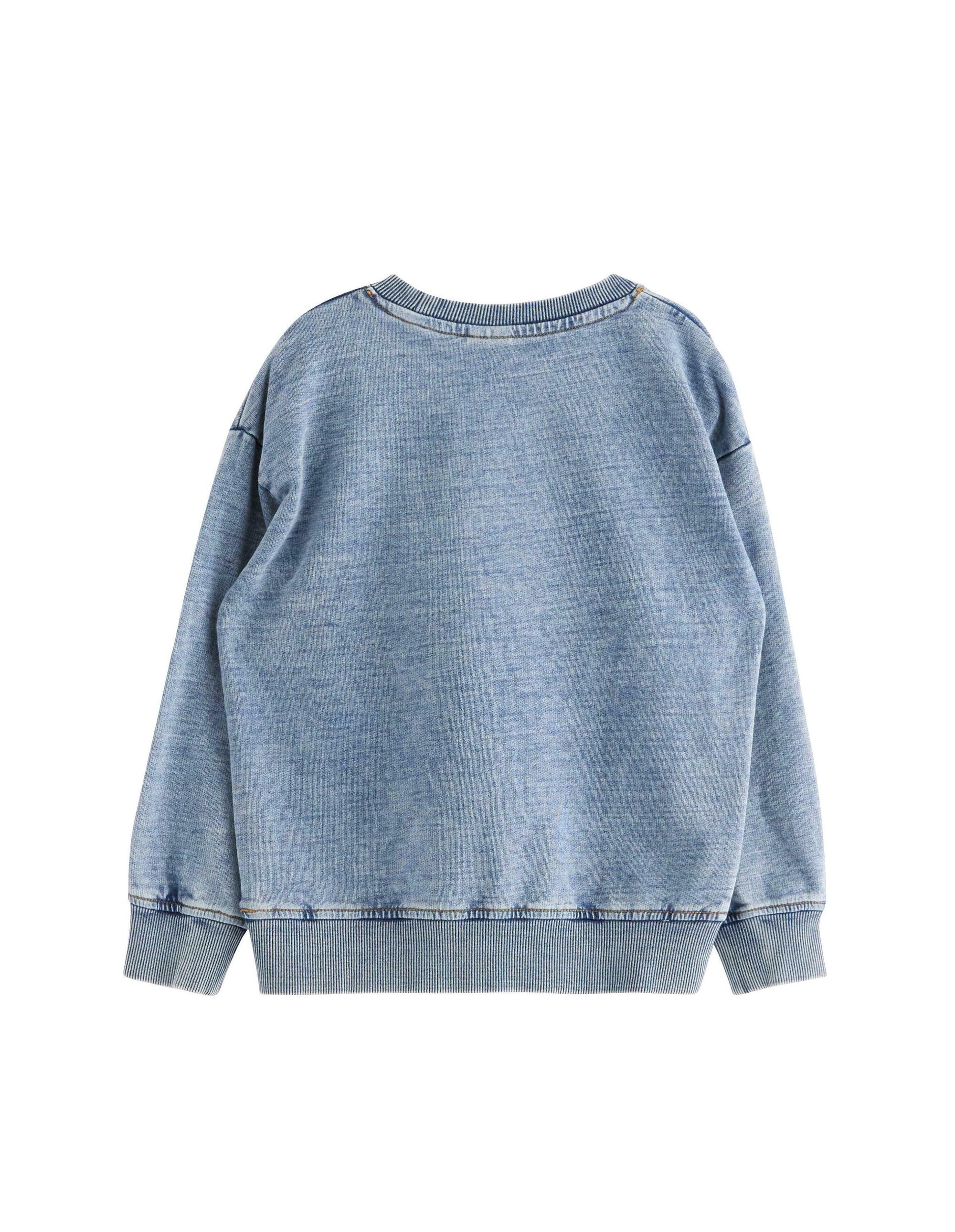 Lindex MIT KÄNGURUTASCHE - Sweatshirt - staubiges Blau