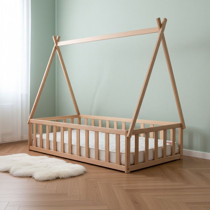 Colchón para bebé/niño con aire acondicionado - 80x160 cm | Reversible: lado verano/lado invierno | Cama tipo cabaña | 10 cm de grosor