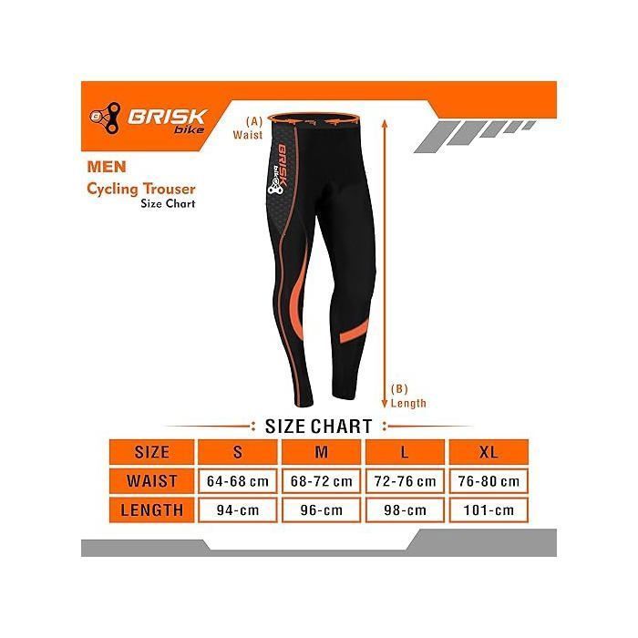 Pantalon de cyclisme - BRISK BIKE - Model 1 Pro - Orange - Coussin intégré - Respirant