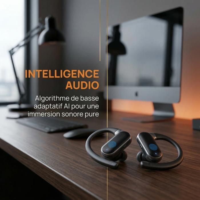 Auriculares inalámbricos GSQZLTE - Más de 180 idiomas - Sonido estéreo HiFi - 60 horas de autonomía - Bluetooth 5.4 - Negro