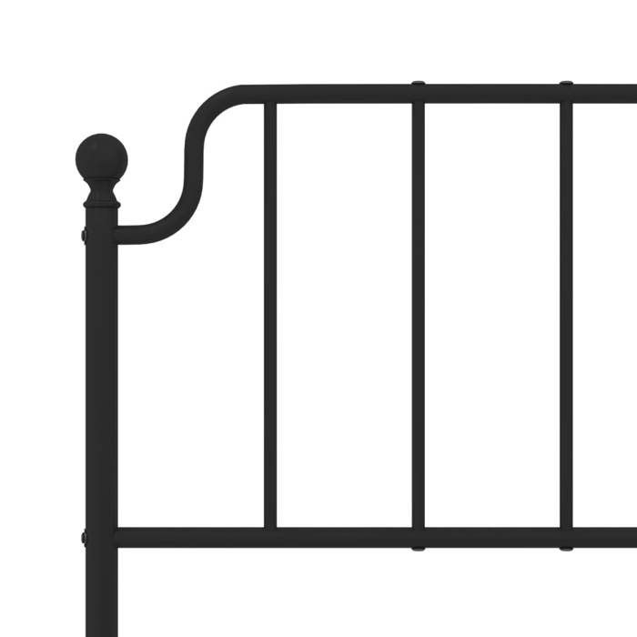 Estructura de cama metálica - UU - Cabecero negro - 120x190 cm - Acero - Espacio de almacenamiento - Somier de láminas metálicas