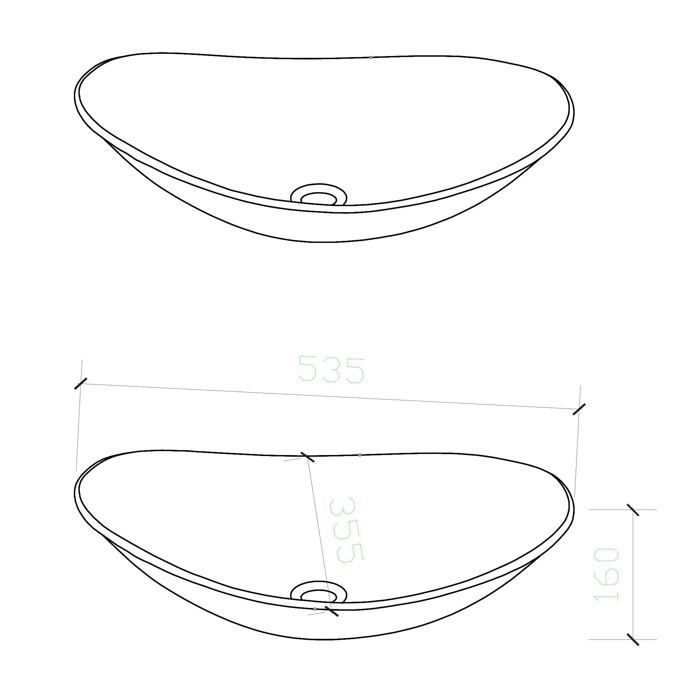 Lavabo de encimera doporro, lavabo de cristal transparente, lavabo ovalado para baño, lavabo para inodoro, 53,5 x 35,5 x 16 cm, Minerva08