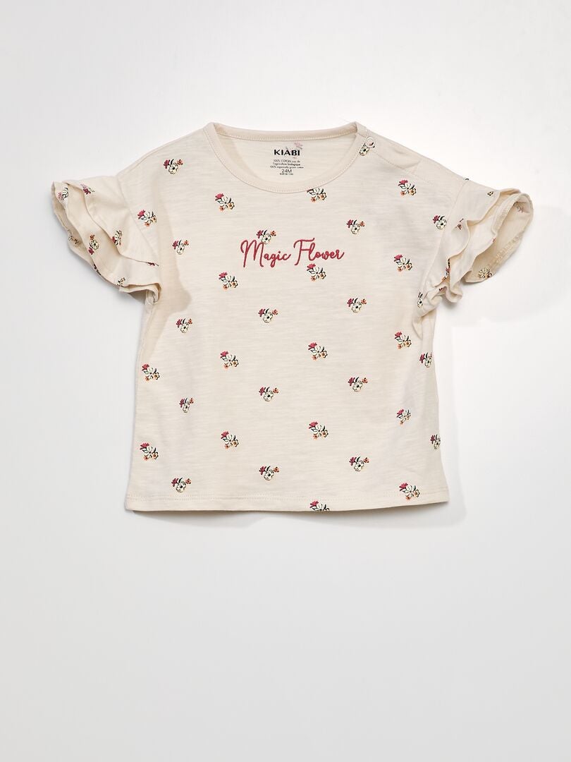Korte pyjama - Bloemenprint - 2-delig - WIT