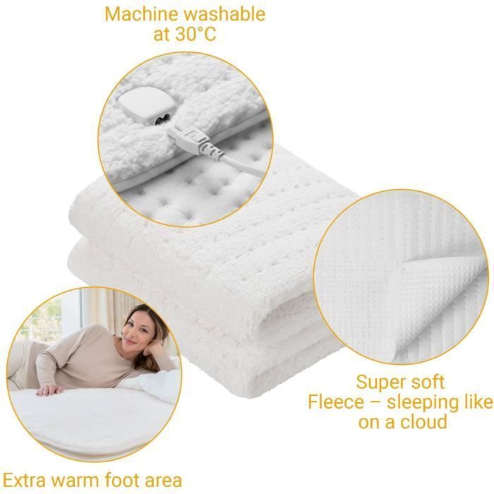 Cubrecolchón térmico extra suave de felpa - MEDISANA - HU 672 - Calentador de cama - 4 niveles de temperatura - 3 temporizadores - Lavable