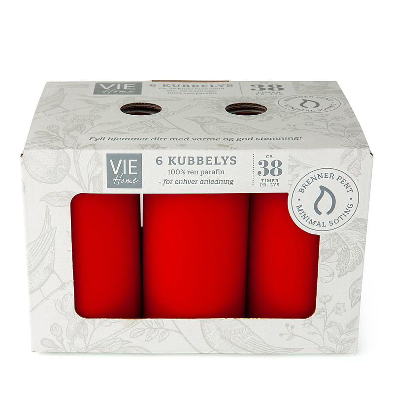 Vie Home Cube light, paquete de 6 unidades, 6x11 cm, rojo