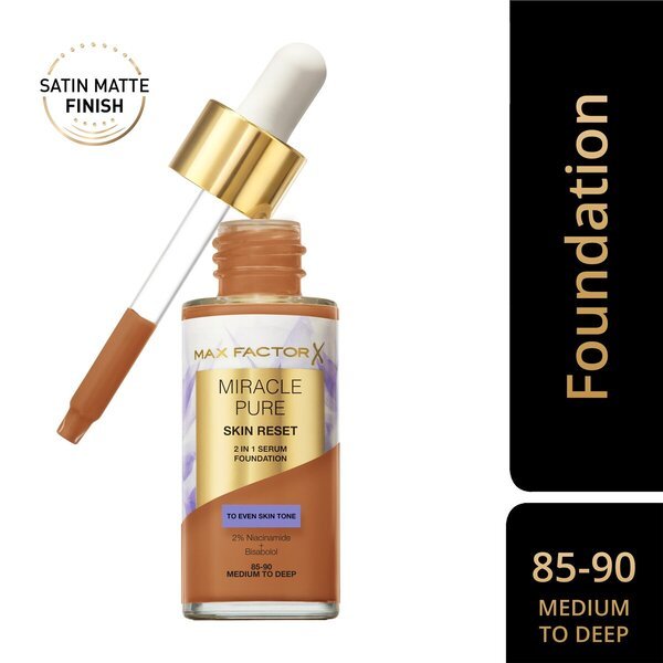Max Factor Miracle Pure Skin Reset 85-90 Medium to Deep 2-v-1 serumski tekoči puder 30 ml