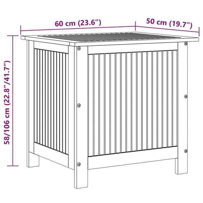 Caja de almacenamiento para jardín vidaXL 60x50x58 cm Madera maciza de acacia 310283