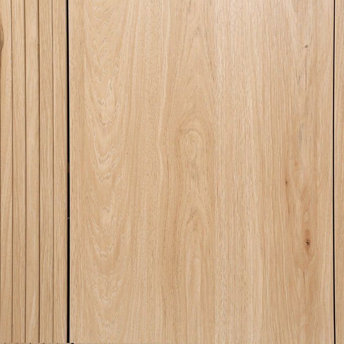 CALICOSY - Meuble TV 2 portes avec plateau effet travertin L140 cm - HELIOS - Bois clair