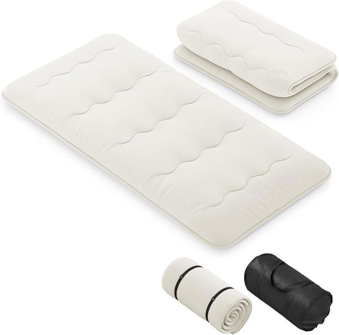 GOPLUS Matelas Futon Japonais 1 Personnes 90x200CM-Lit de Couchage Enroulable de Sol et Portable avec Sac de Transport Beige