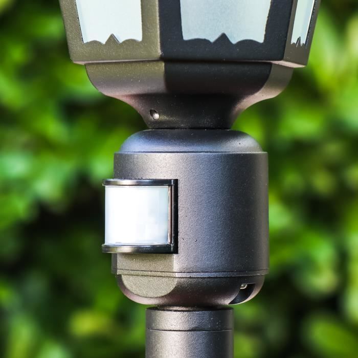 Vloerlamp voor buiten - HOFSTEIN - Fabiano - Bewegingssensor - Matzwart aluminium - Vintage