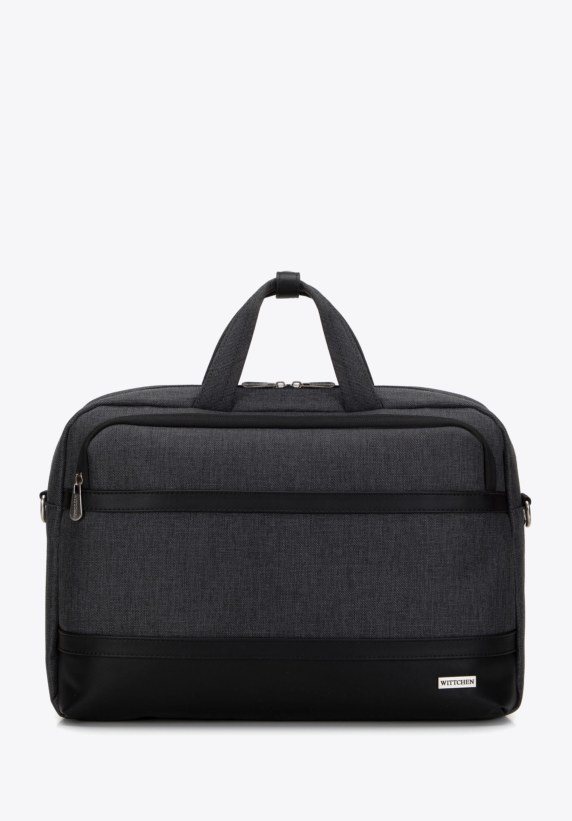 Męska torba na laptopa 15,6” z lamówką z ekoskóry czarna