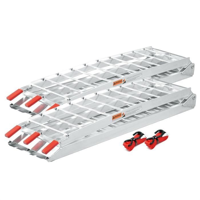 Juego de 2 rampas de carga, 226 cm, 680 kg, plegables de aluminio, para motocicletas y quads.
