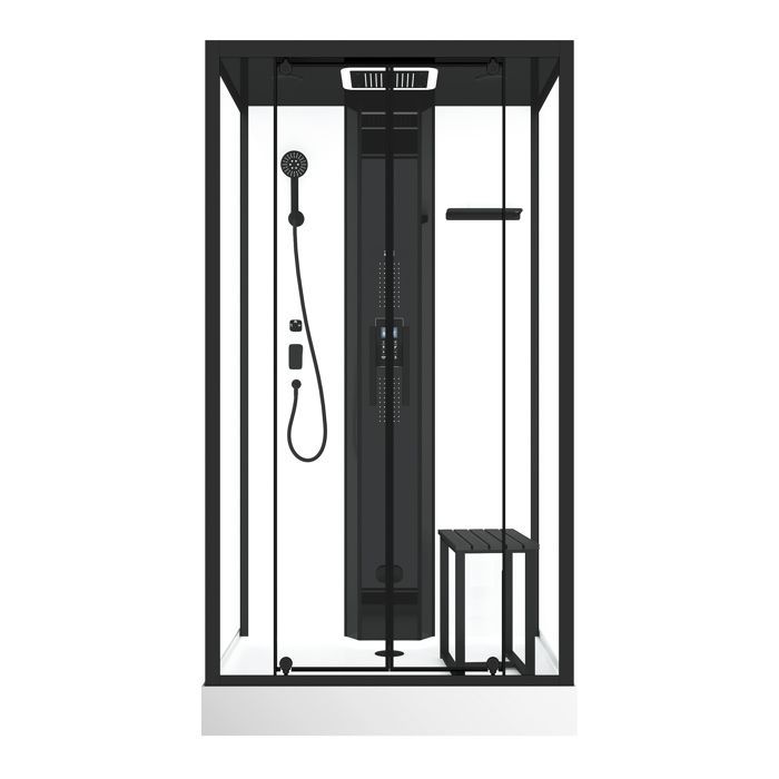 Cabina de ducha rectangular de 115x90x218 cm - Función de baño de vapor, chorros de hidromasaje, iluminación LED y Bluetooth.