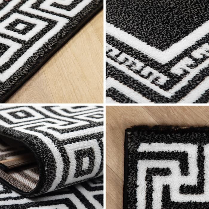 Tappeto da soggiorno con motivo greco - Marca - Modello - Pelo corto - Nero - 160x230 cm