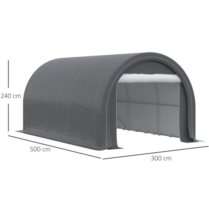 Outsunny - Posto auto coperto - PE - 500x300x240cm - Grigio