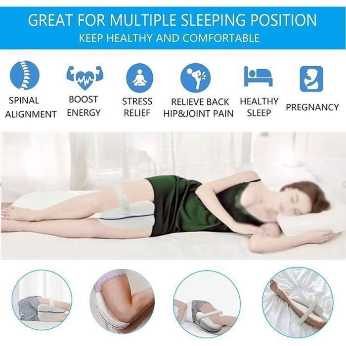 Cuscino ortopedico per ginocchio e gamba con memory foam, ideale per dormire, alleviare il dolore alle gambe, per la gravidanza e come supporto per le coppette mestruali.
