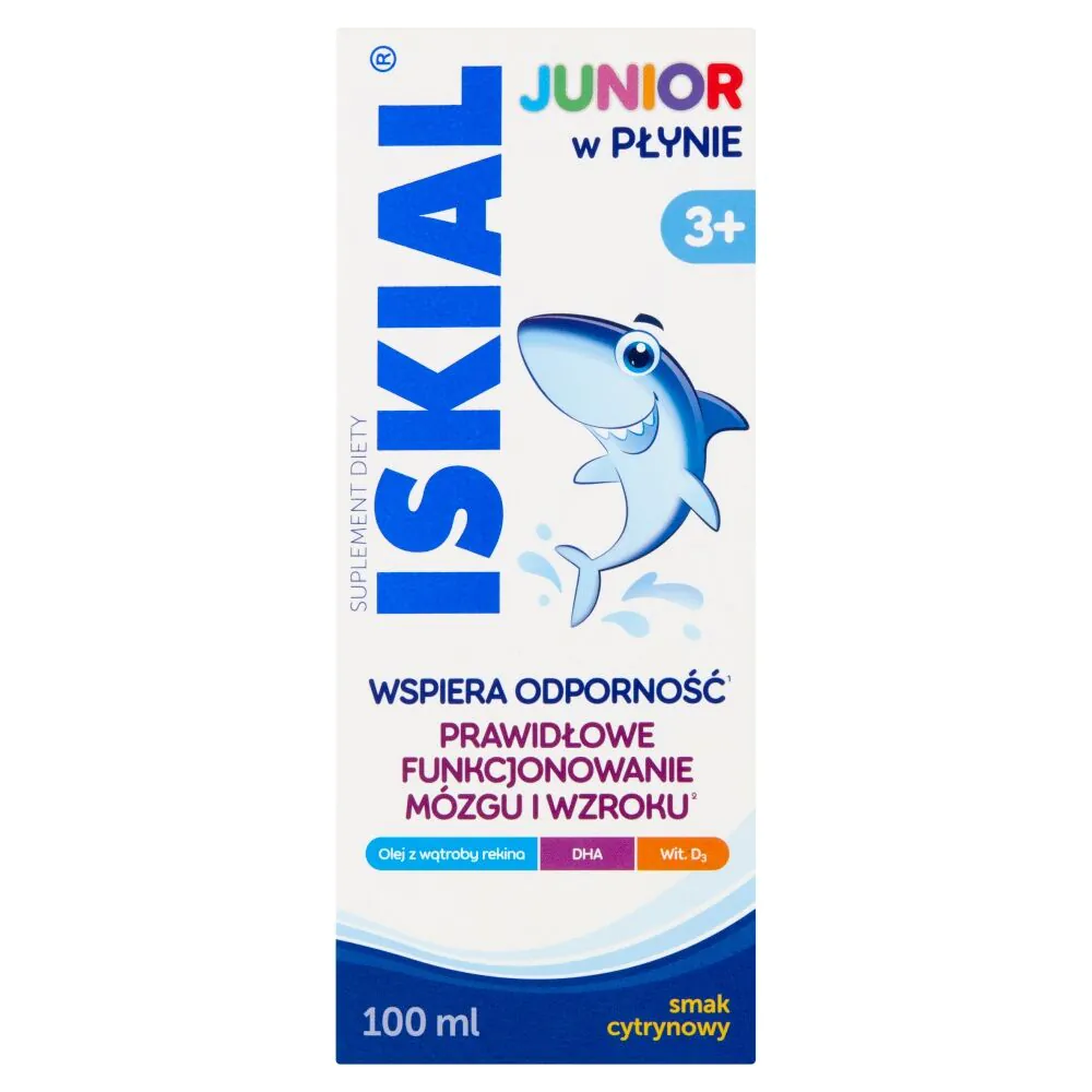 Iskial Junior, Wsparcie odporności dla dzieci od 3. roku życia, Płyn o smaku cytrynowym