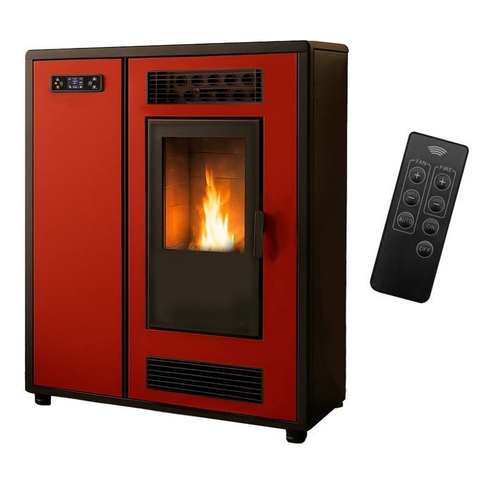 Estufa de pellets Air Slim Astral de 12,2 kW, color Bordeaux Sannover