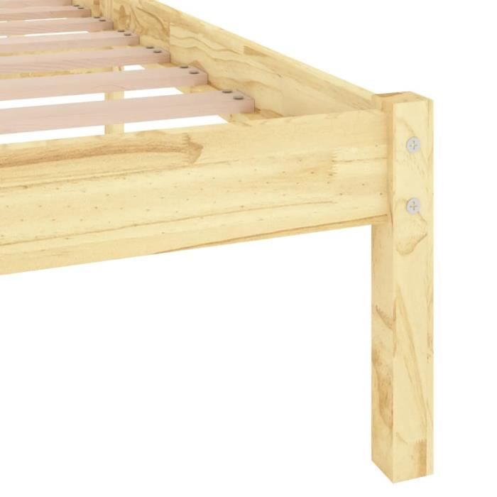 Lit Simple | 1 Place 120 x 190 cm, Cadre de Lit en Bois de Pin massif, avec Sommier sans Matelas,UK petit double naturel