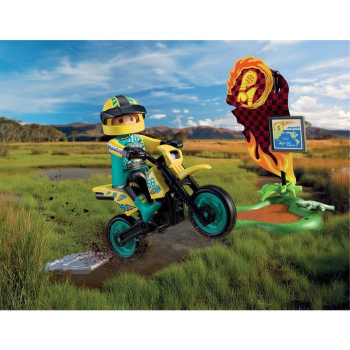 Playmobil 72065 Motocross, Racevoertuig, 21 onderdelen, Bestuurder & Accessoires, Leeftijd 4+