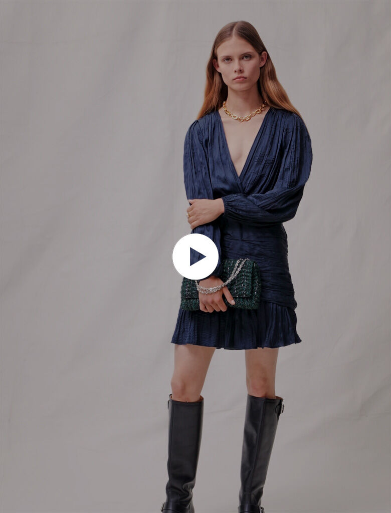 Rochie scurtă drapată - Bleumarin