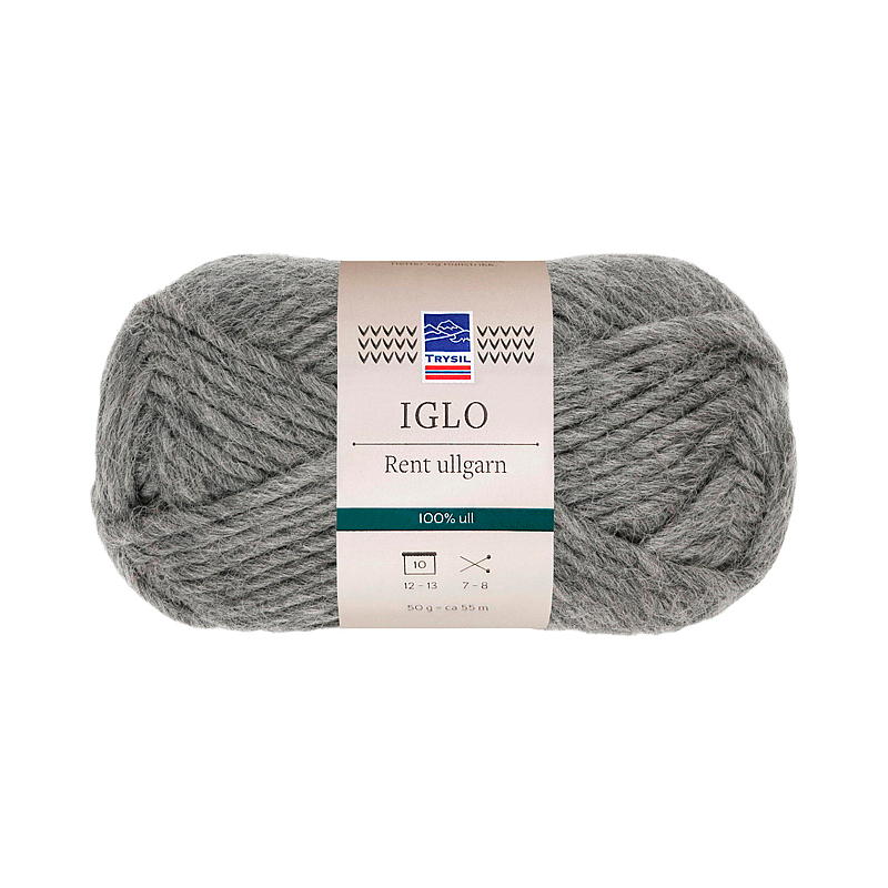 Trysil Iglo wollen garen, 100% wol, grijs