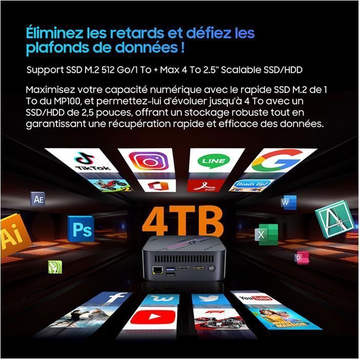 Blackview MP100 Mini PC Ryzen 5 7430U 16GB 512GB Win 11 Pro – Silent & Fast – 4K Triple Screen WiFi 6 Office