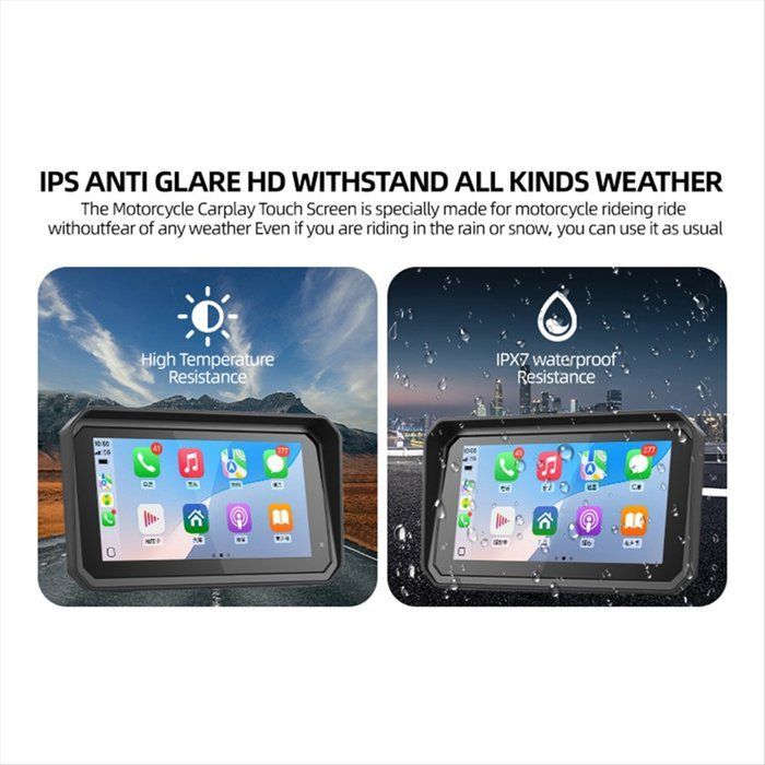 Pantalla de navegación para motocicleta de 6 pulgadas, Bluetooth, portátil, resistente al agua, inalámbrica, CarPlay, Android Auto, reproductor MP5