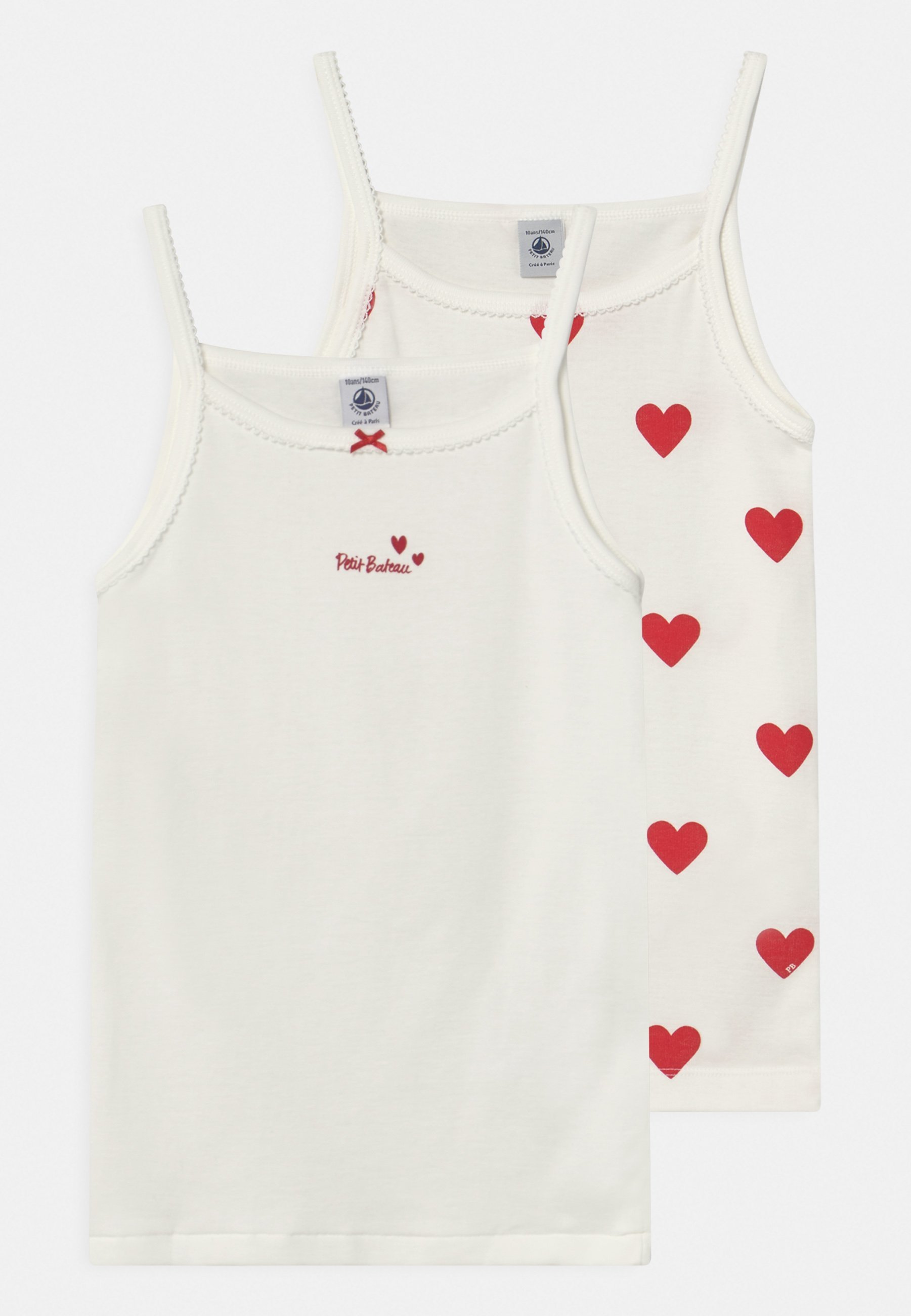 Petit Bateau HEART 2-PACK - Onderhemd - wit/rood