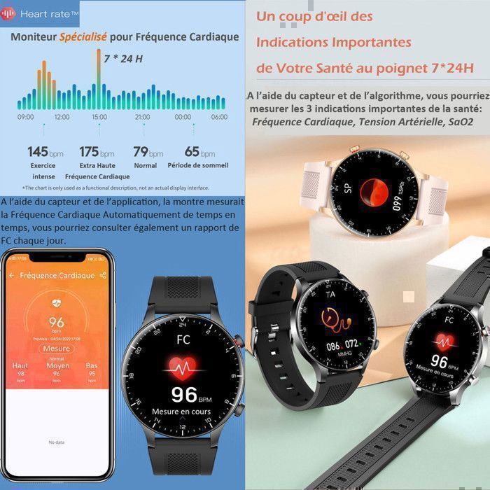 XTRADITECH Women's Smartwatch, Extra Thin 9mm Thick, Round Alloy 1.3