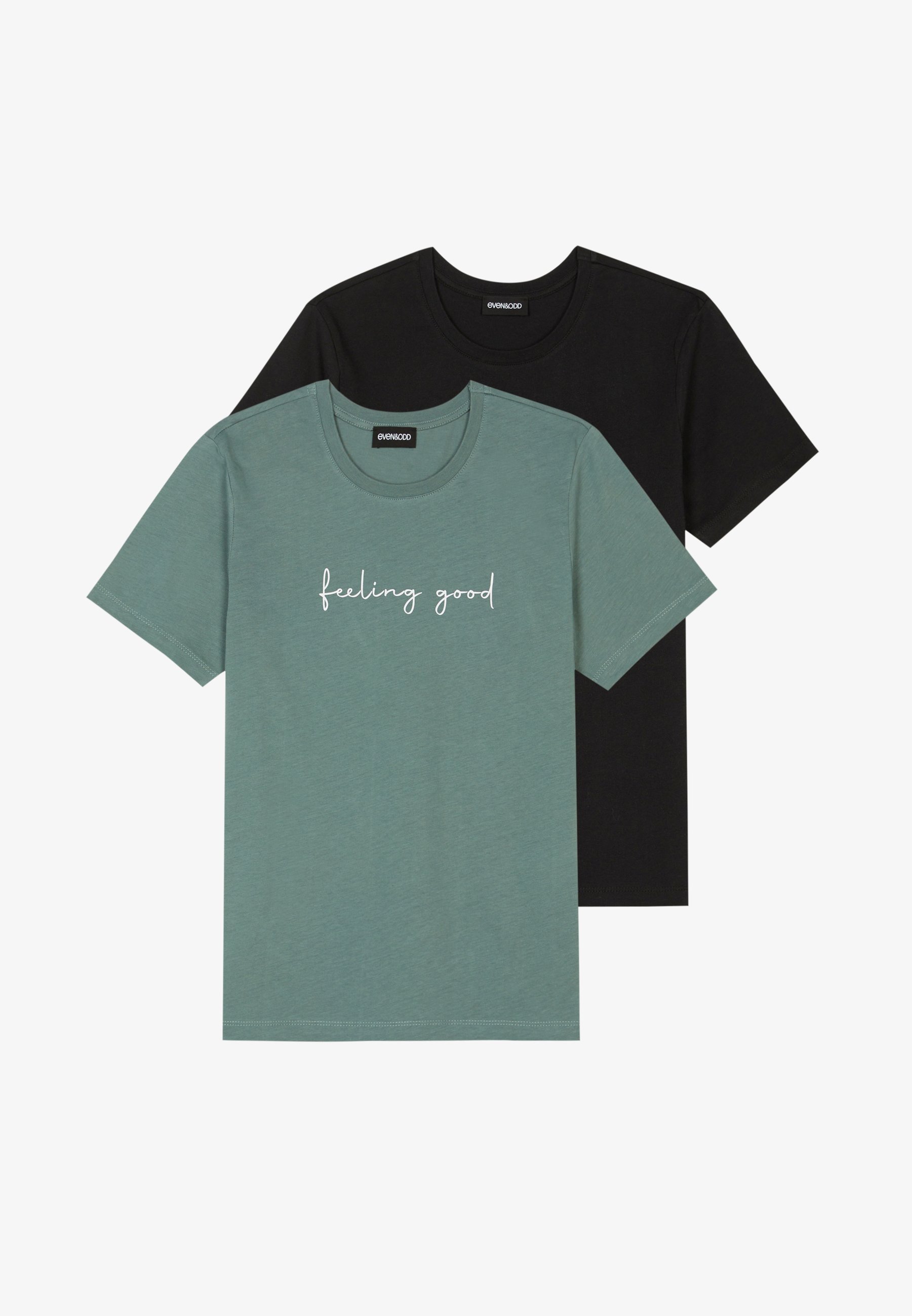Even&Odd 2-pack - T-shirt met print - turquoise/zwart