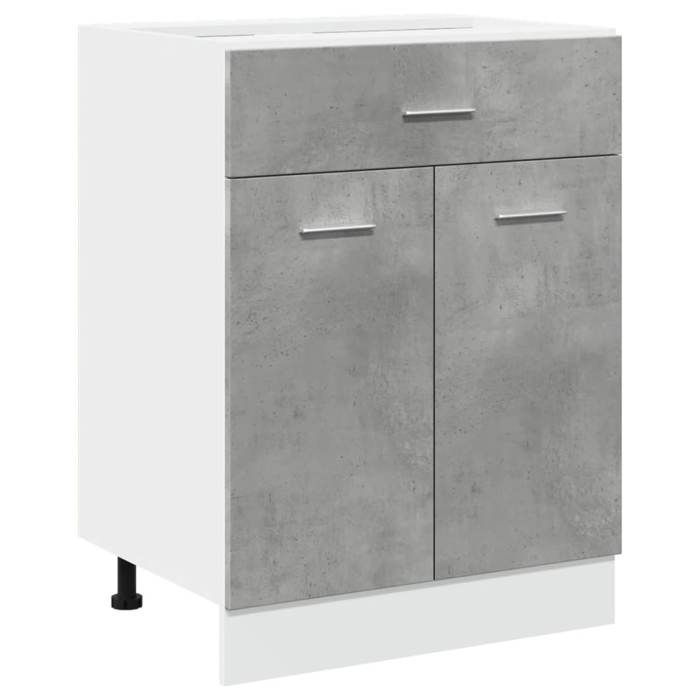 vidaXL Lyon Onderkast, Betongrijs, 60x46x81,5 cm, Samengesteld Hout, Badkamer- & Keukenopbergkast, Onderkast voor onder de wastafel, 856088