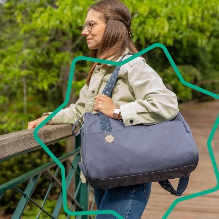 Borsa fasciatoio tascabile Badabulle - Fasciatoio, copertura isolante, custodia, attacchi per passeggino inclusi, blu