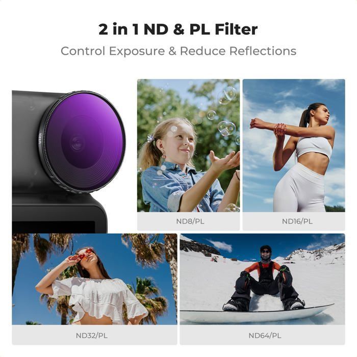 Filtre Black Diffusion 1/4 Compatible avec DJI Osmo Nano Standard Combo,Filtre Cinématographique à 28 Couches pour Vidéo/Vlog