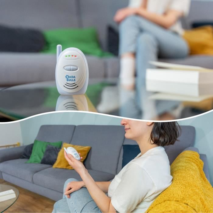 Badabulle Audio Baby Monitor - Easy to use - 300m range - Compact baby monitor - Audible and visual alarm