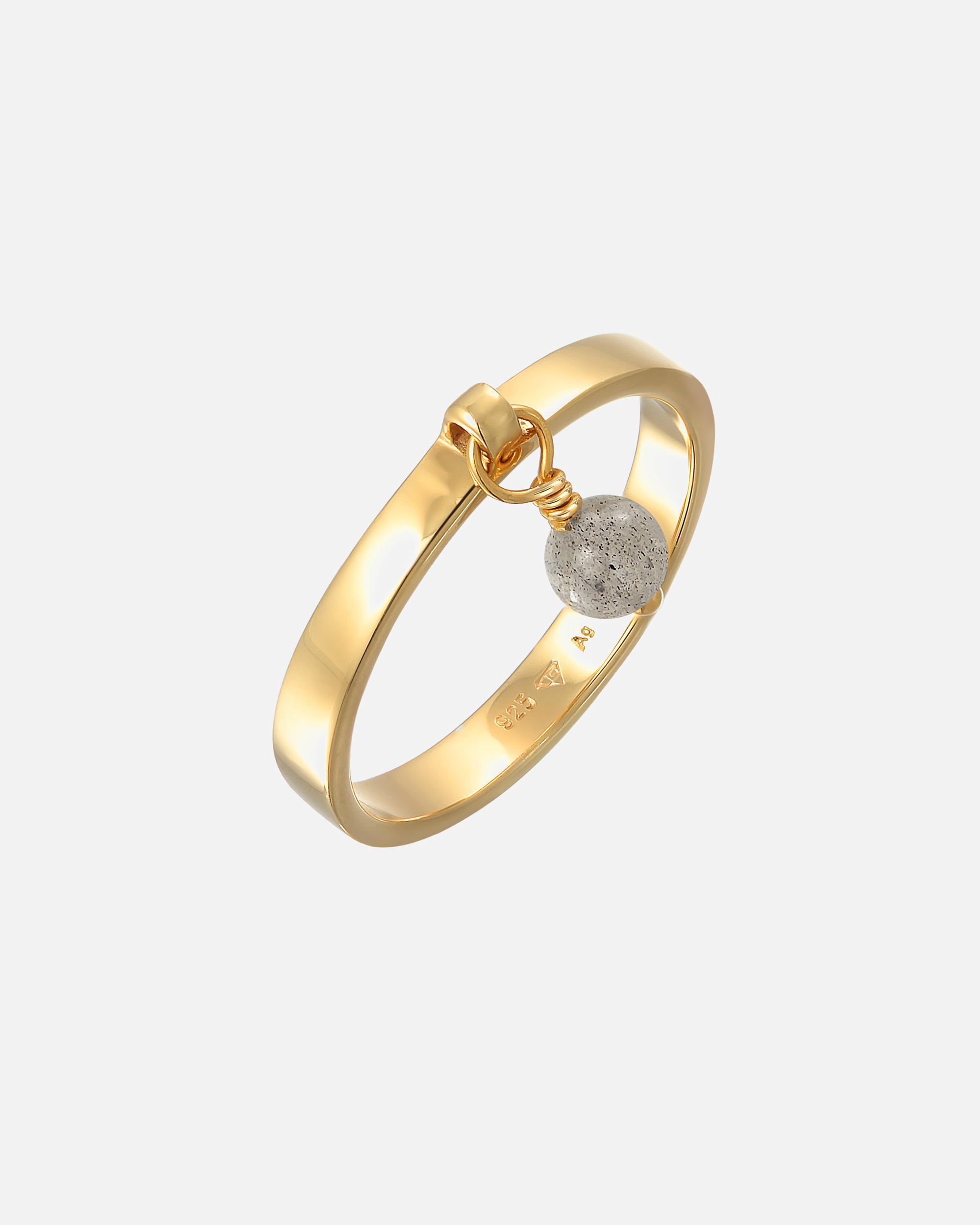 Elli PREMIUM Elli PREMIUM Bague Femmes Bande pendentif perle avec labradorite en argent sterling 925 plaqué or