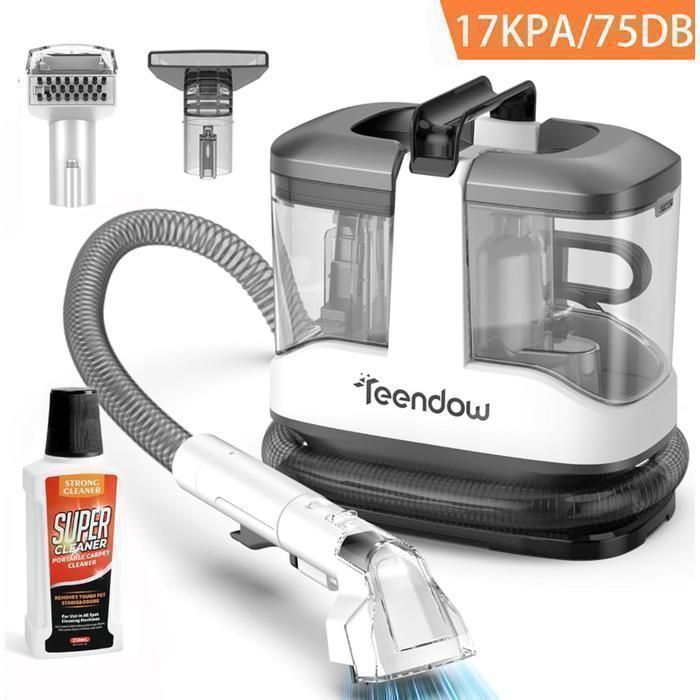 Nettoyeur détacheur - TEENDOW - 500W/17Kpa - Tuyau 1,5M - Cordon 5M - Réservoir 1,5L - Nettoyant inclus