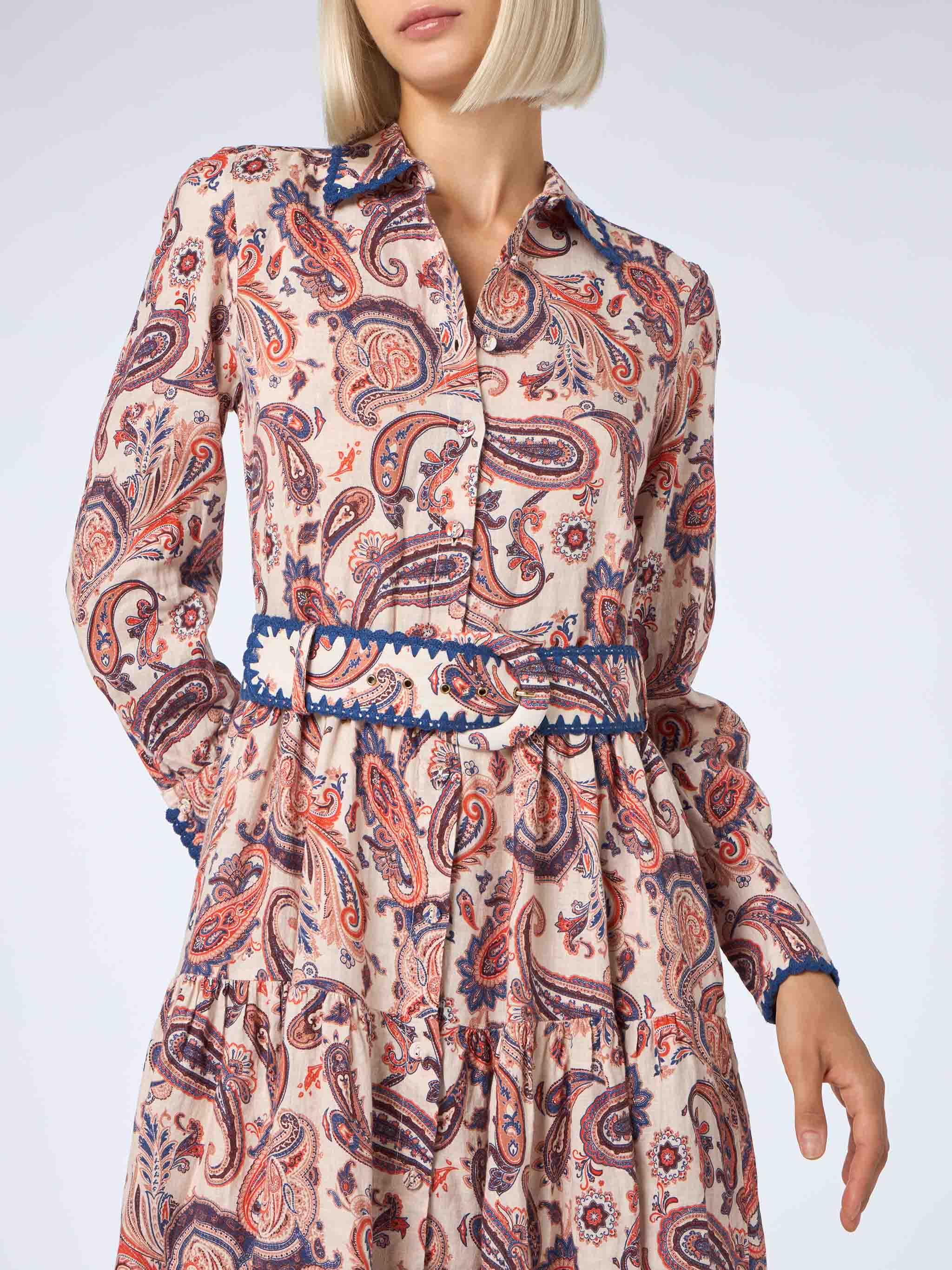 Marbella linnen jurk voor dames met paisleyprint